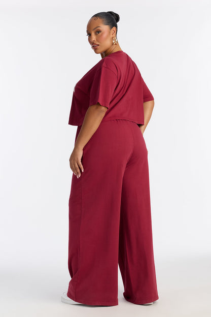 Golden Gate Wide Leg Pant Set - Burgundy