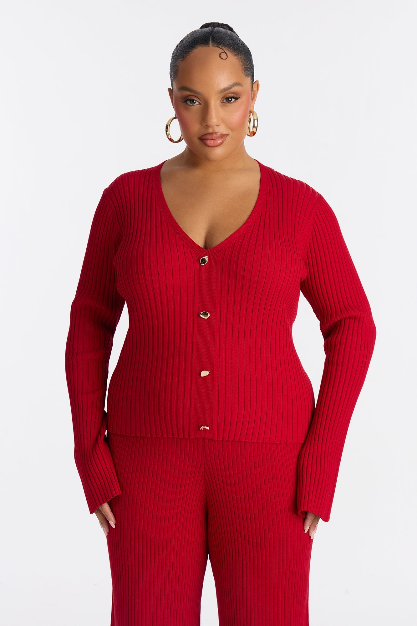 Modern Chic Sweater Pant Set - Red