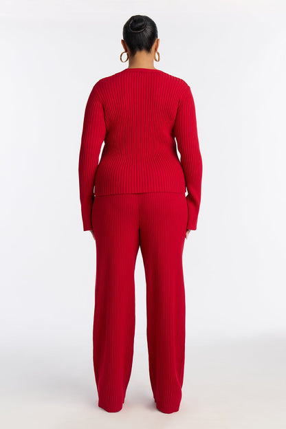 Modern Chic Sweater Pant Set - Red