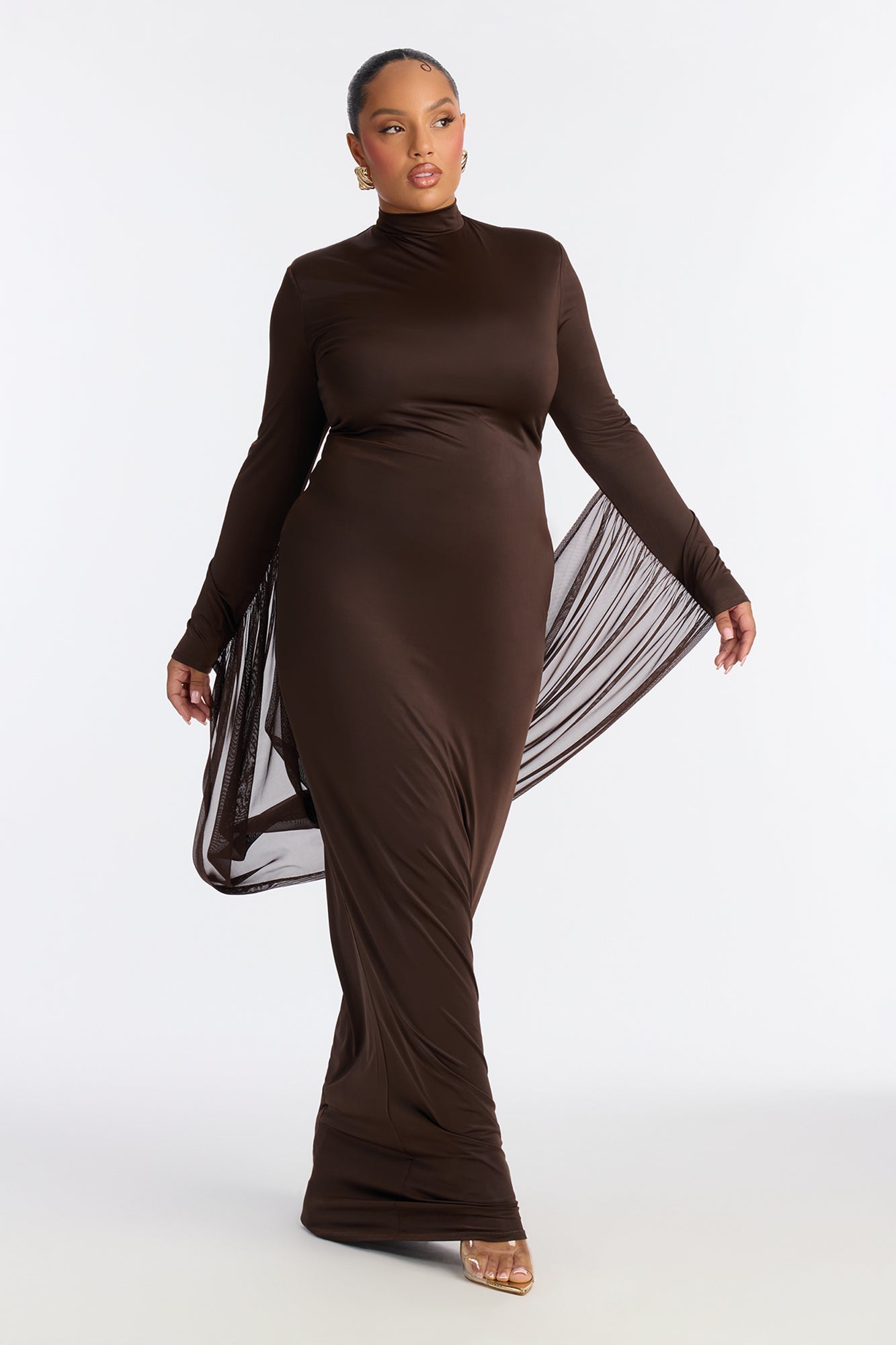 Flying High Draped Gown - Chocolate