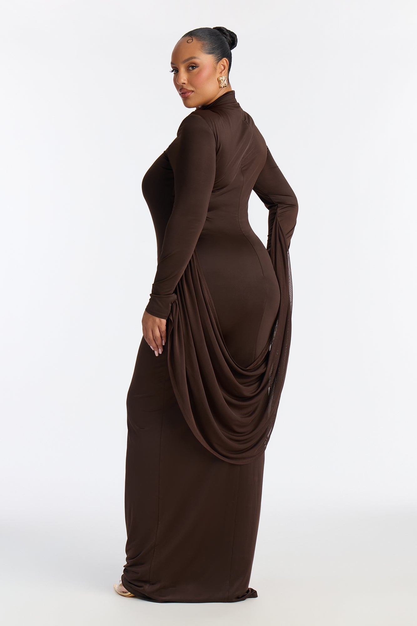 Flying High Draped Gown - Chocolate