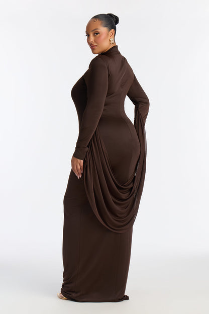 Flying High Draped Gown - Chocolate