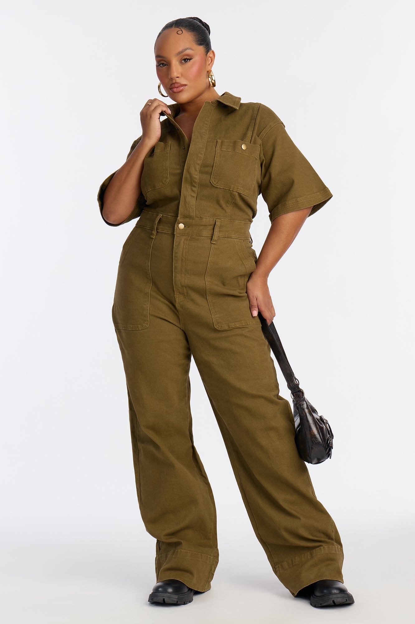 Marisol Twill Utility Jumpsuit - Olive
