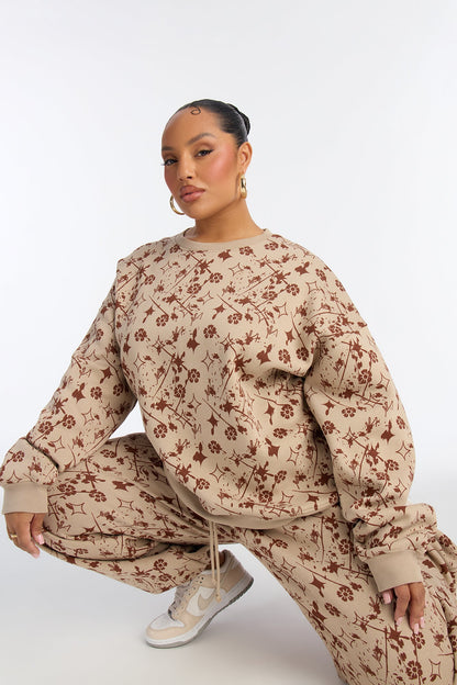 Signature Moves Fleece Jogger Set - Stone