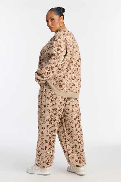 Signature Moves Fleece Jogger Set - Stone