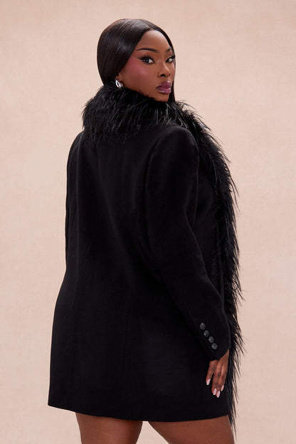 Amira Faux Fur Trim Jacket - Black