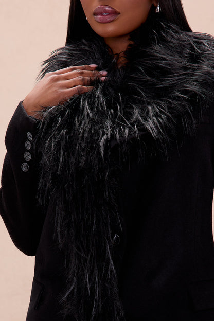 Amira Faux Fur Trim Jacket - Black