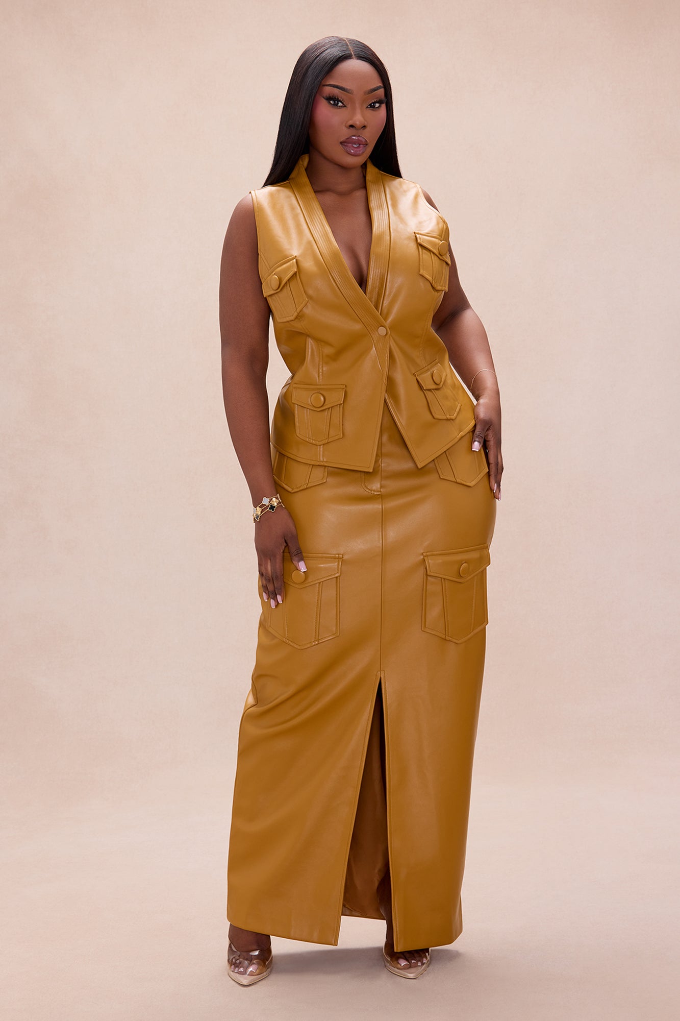 Up To No Good Midi Skirt - Camel