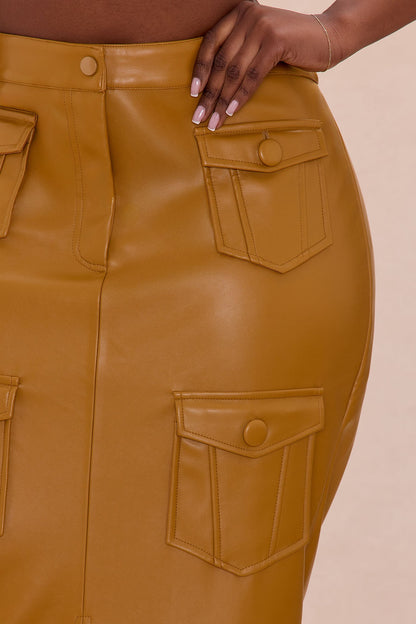 Up To No Good Midi Skirt - Camel