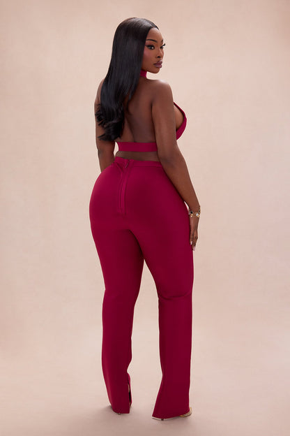 Jayden Backless Bandage Pant Set - Wine