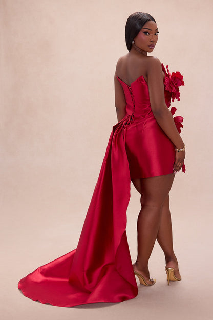 Dara Draped Taffeta Mini Dress - Red