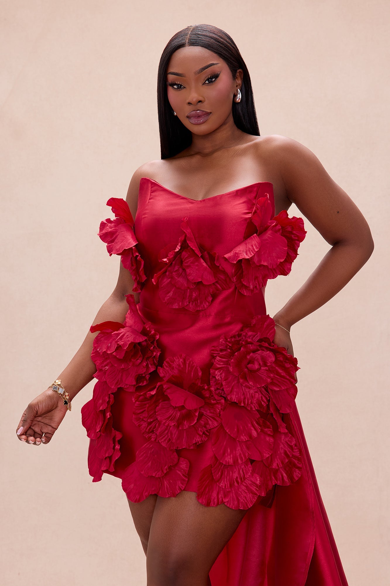 Dara Draped Taffeta Mini Dress - Red