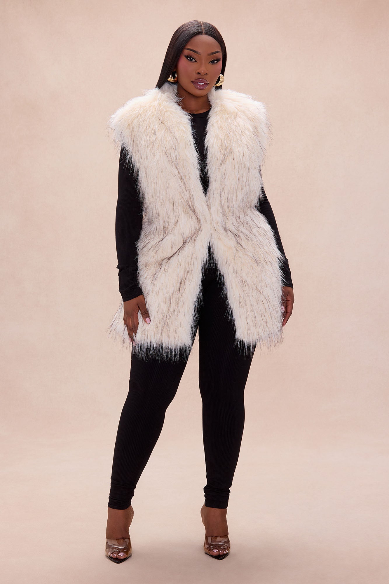 Shea Faux Fur Vest - Cream/combo