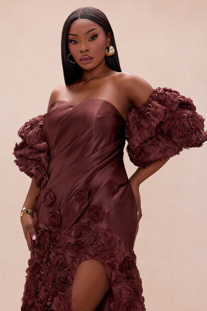 Bold Elegance Strapless Gown - Brown