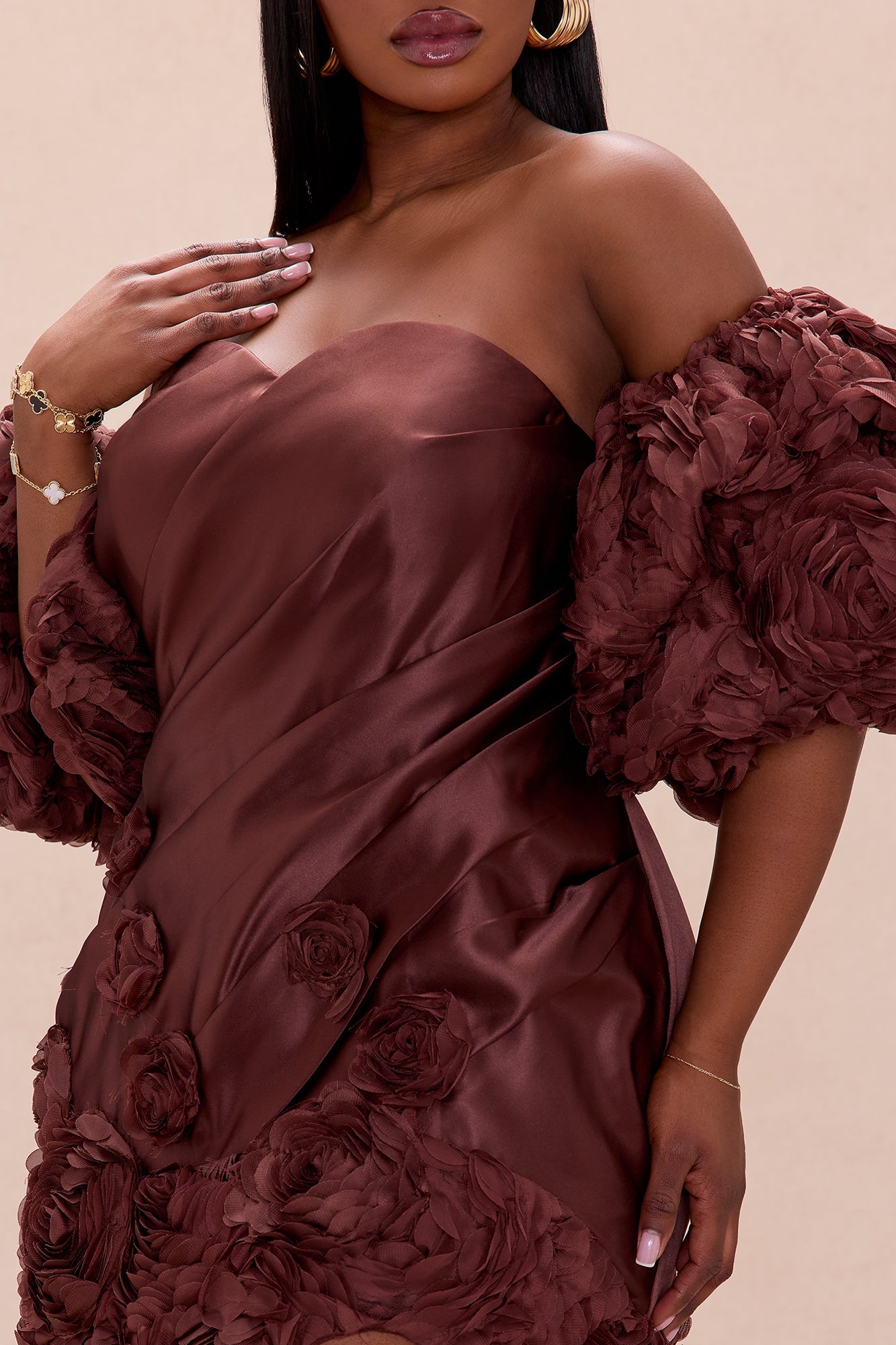 Bold Elegance Strapless Gown - Brown