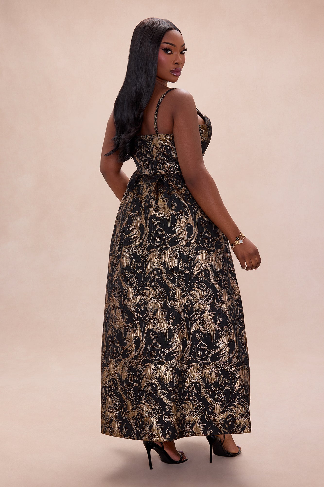 Jamie Jacquard Maxi Dress - Black/Gold