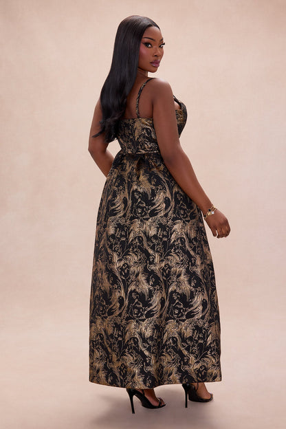 Jamie Jacquard Maxi Dress - Black/Gold