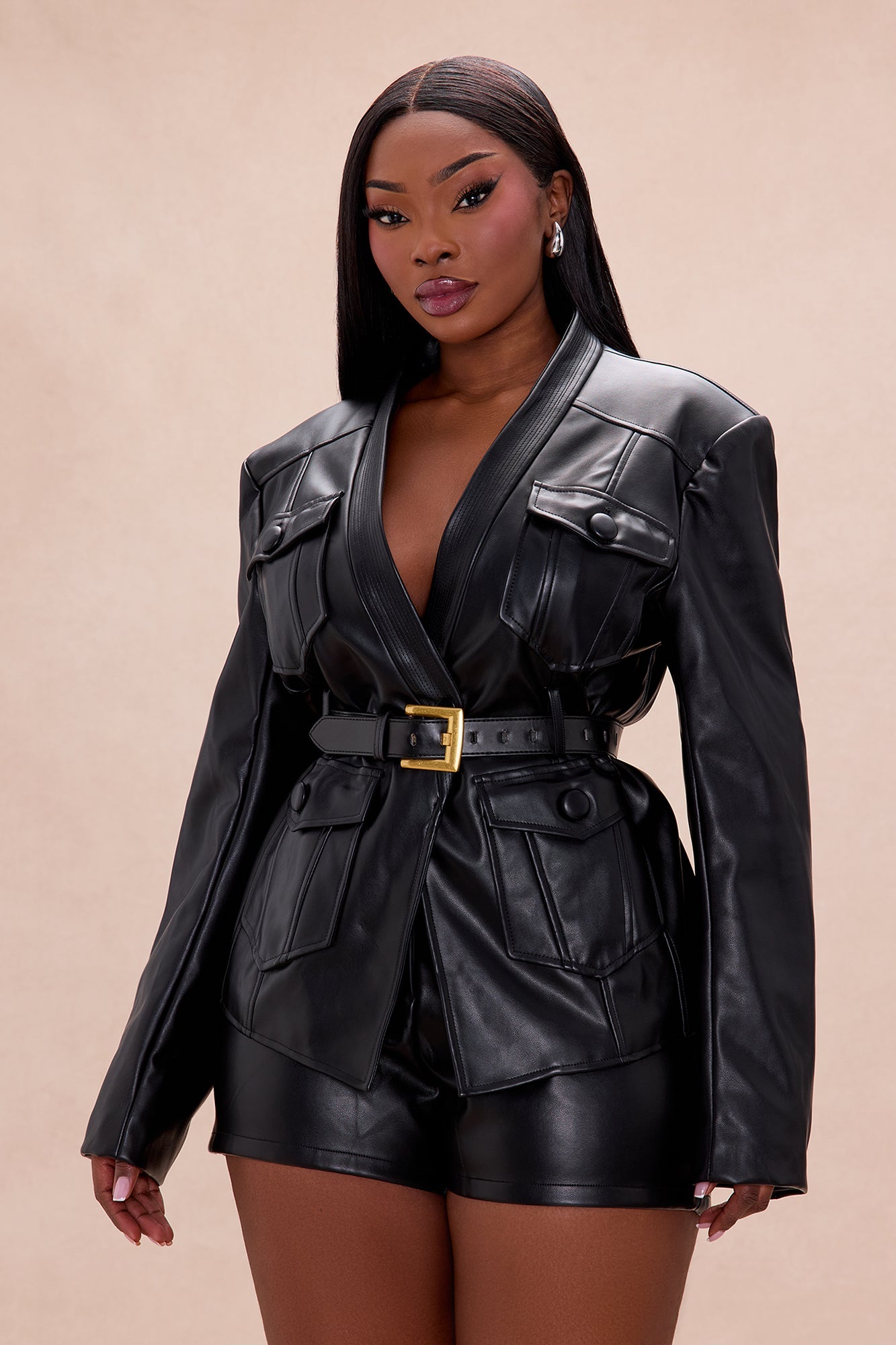 Up To No Good Faux Leather Jacket - Black