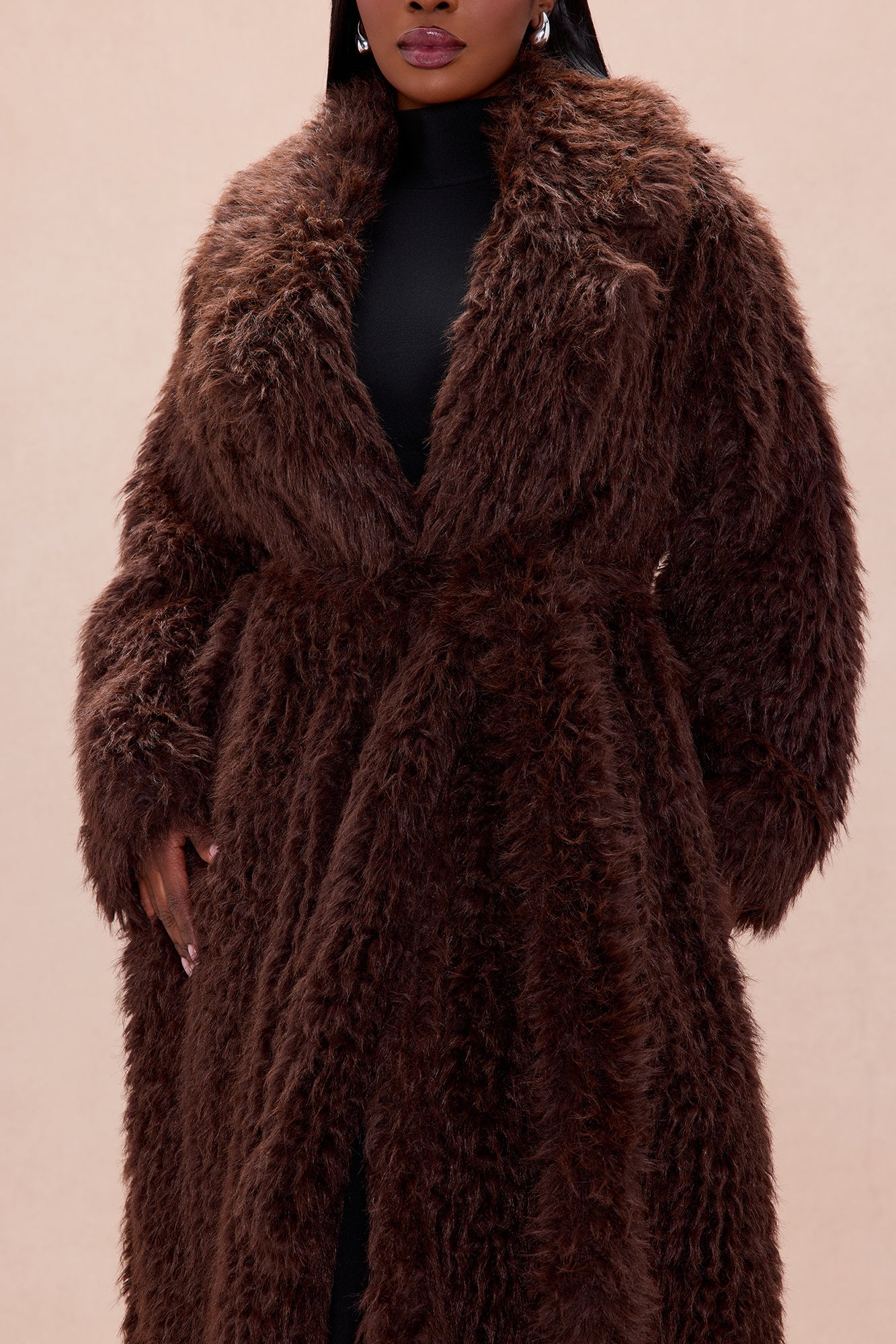 Catherine Faux Fur Coat - Brown