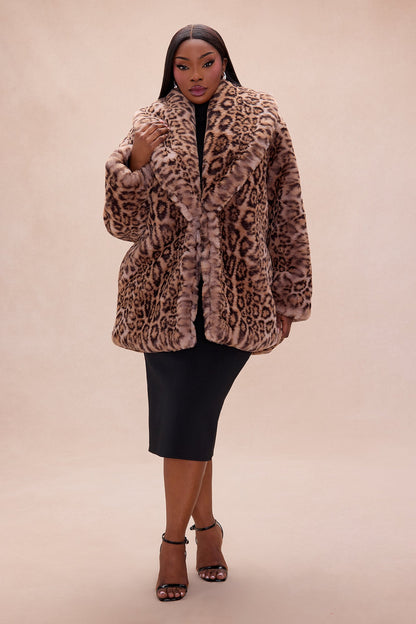 All I Want Is Diamonds Faux Fur Jacket - Leopard