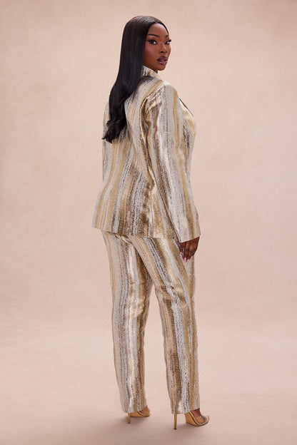 Blake Jacquard Blazer Pant Set - Gold/combo