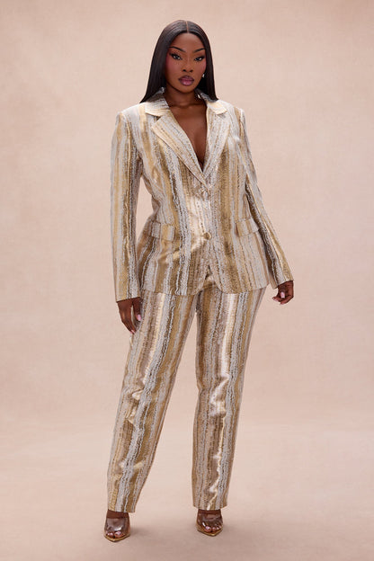 Blake Jacquard Blazer Pant Set - Gold/combo