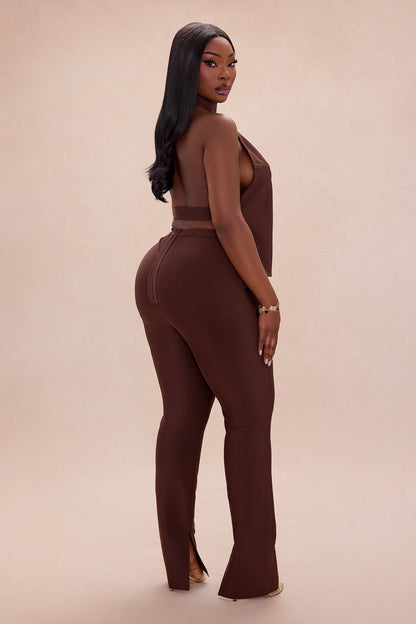 Jayden Backless Bandage Pant Set - Chocolate