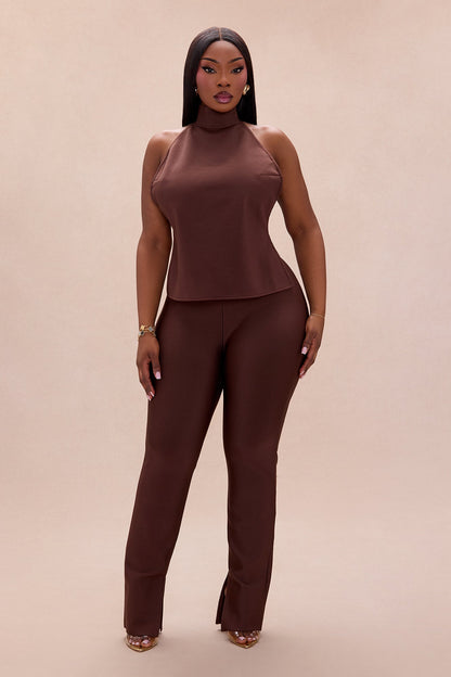 Jayden Backless Bandage Pant Set - Chocolate