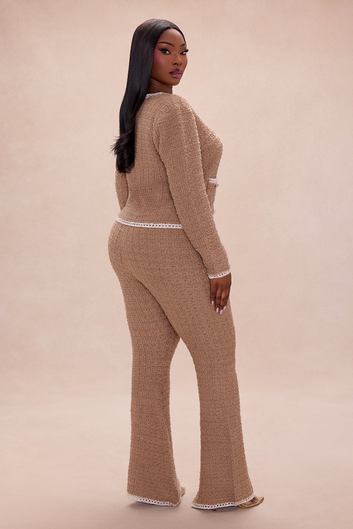 Giselle Embellished Tweed Pant Set - Mocha
