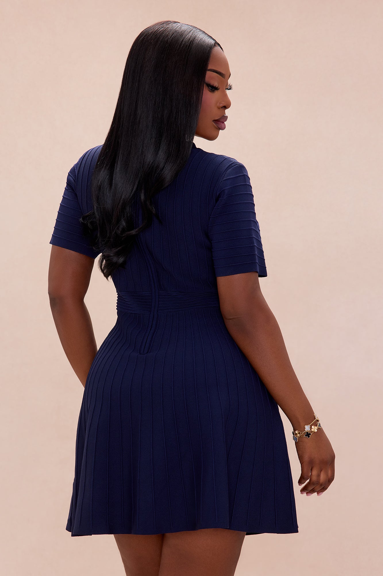 Shelly Button Up Mini Dress - Navy