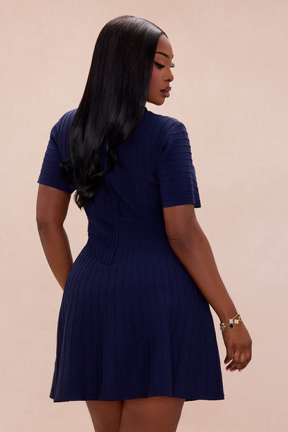 Shelly Button Up Mini Dress - Navy