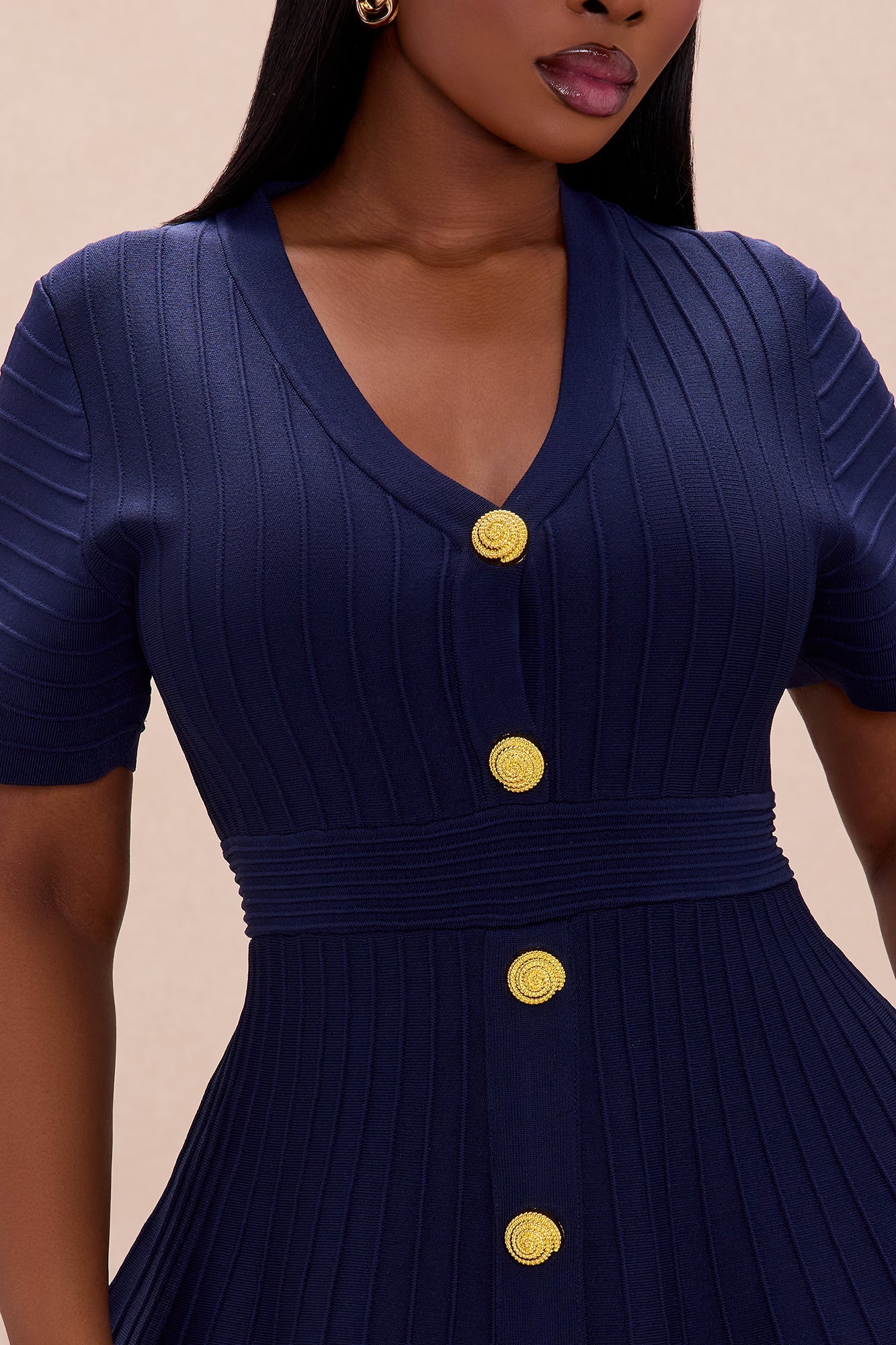 Shelly Button Up Mini Dress - Navy