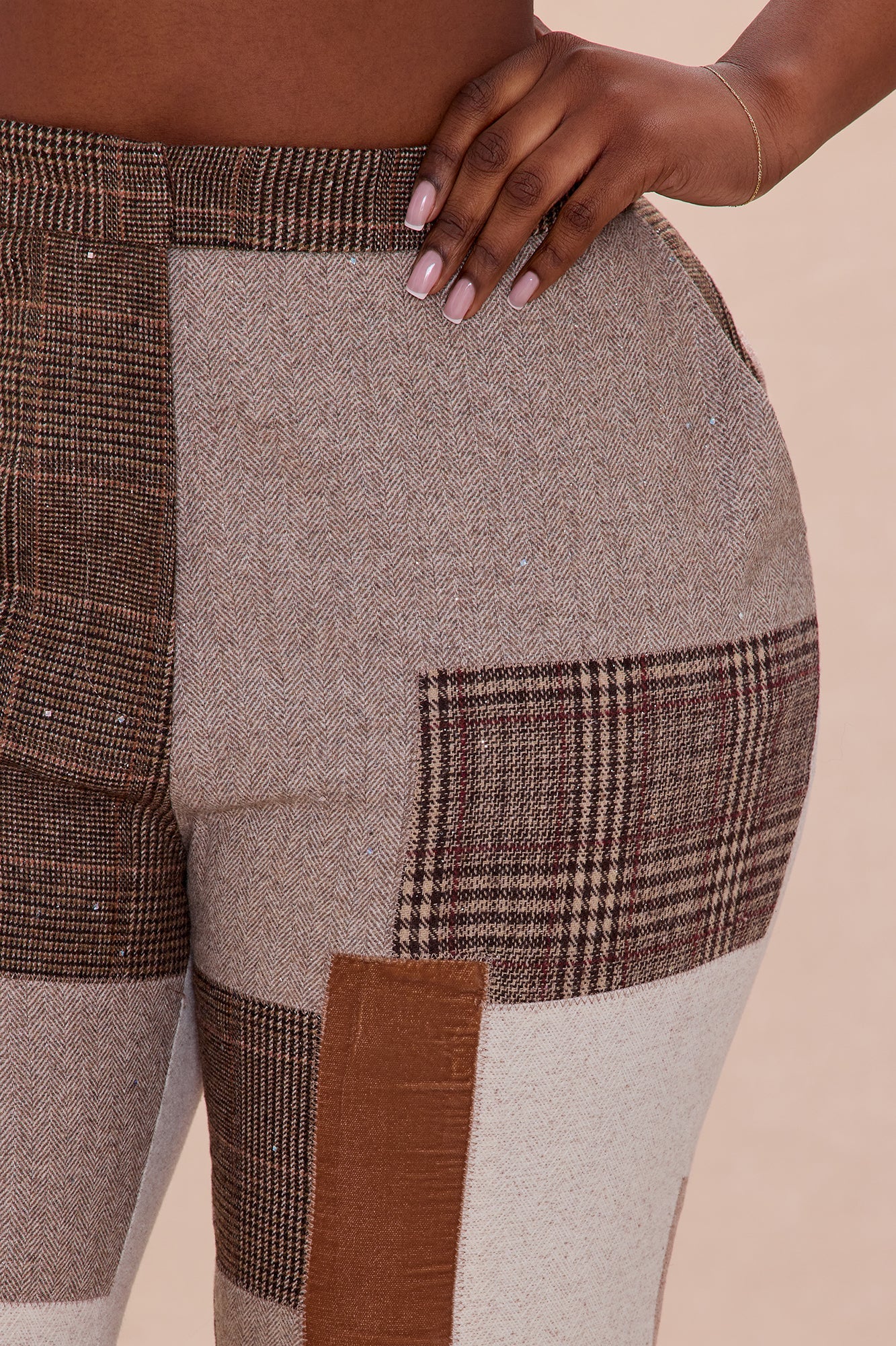 Harlow Patched Embellished Flare Pant - Brown/combo