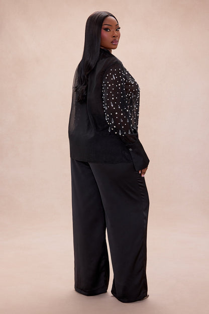 Athena Embellished Pant Set - Black