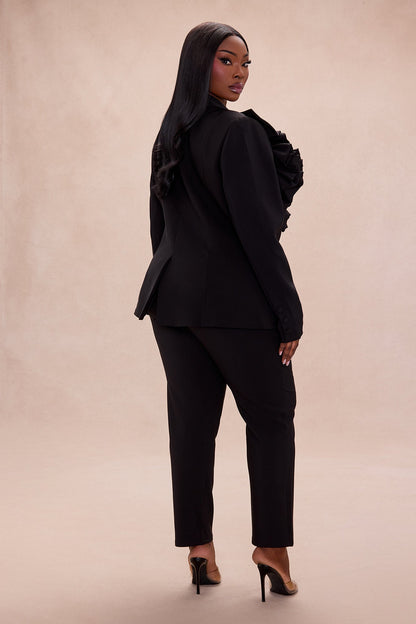Wild Roses Blazer Pant Set - Black