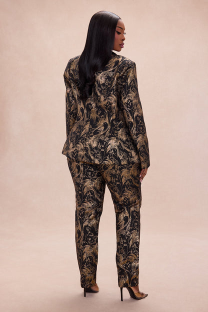 Bianca Jacquard Blazer Pant Set - Black/Gold