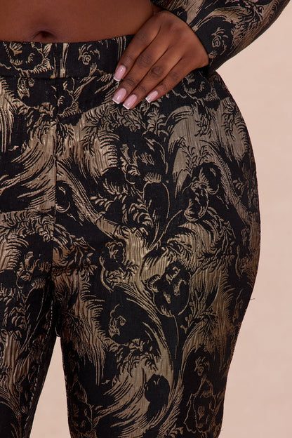 Bianca Jacquard Blazer Pant Set - Black/Gold