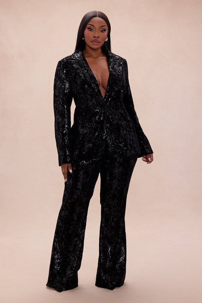 Reign Velvet Sequin Blazer - Black