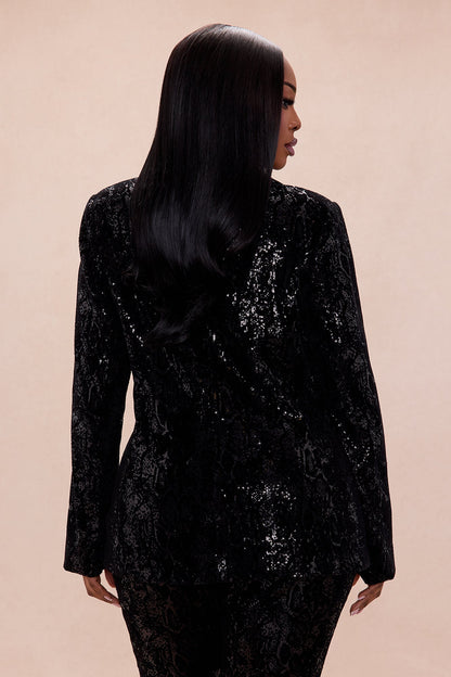 Reign Velvet Sequin Blazer - Black