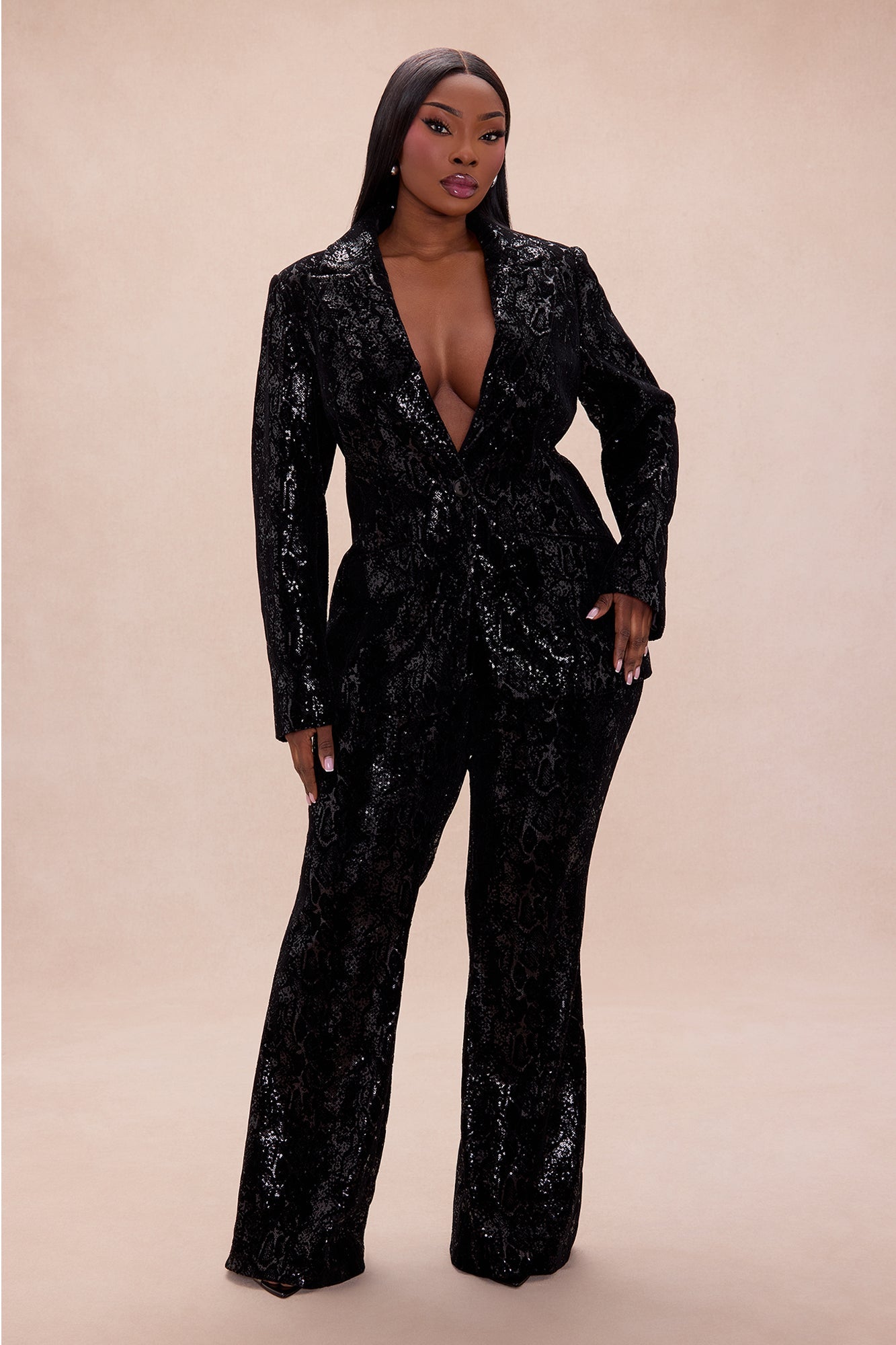 Reign Velvet Sequin Pant - Black