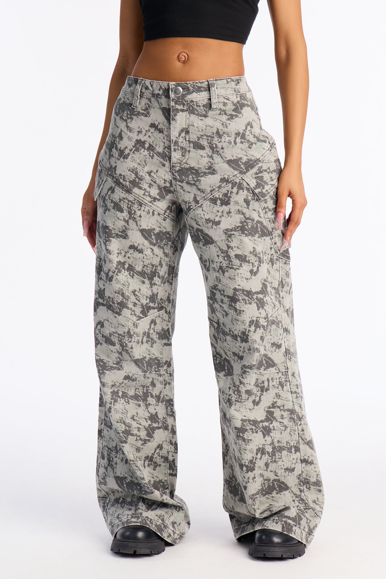 Undercover Cargo Wide Leg Jeans - Olive/combo