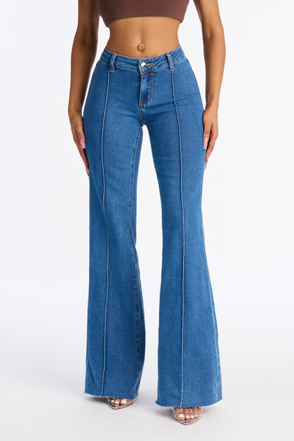 Always Low Key Flare Leg Jeans - Medium Blue Wash