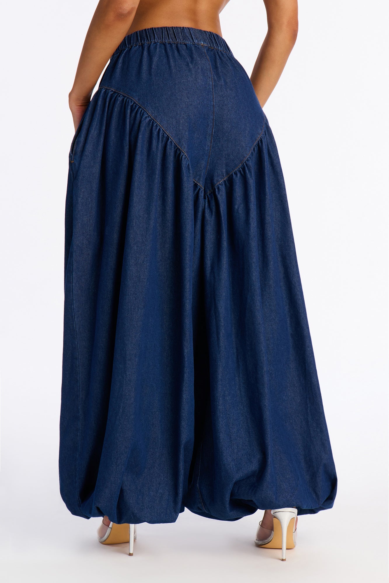 Marbella Baggy Tie Waist Balloon Jeans - Dark Wash