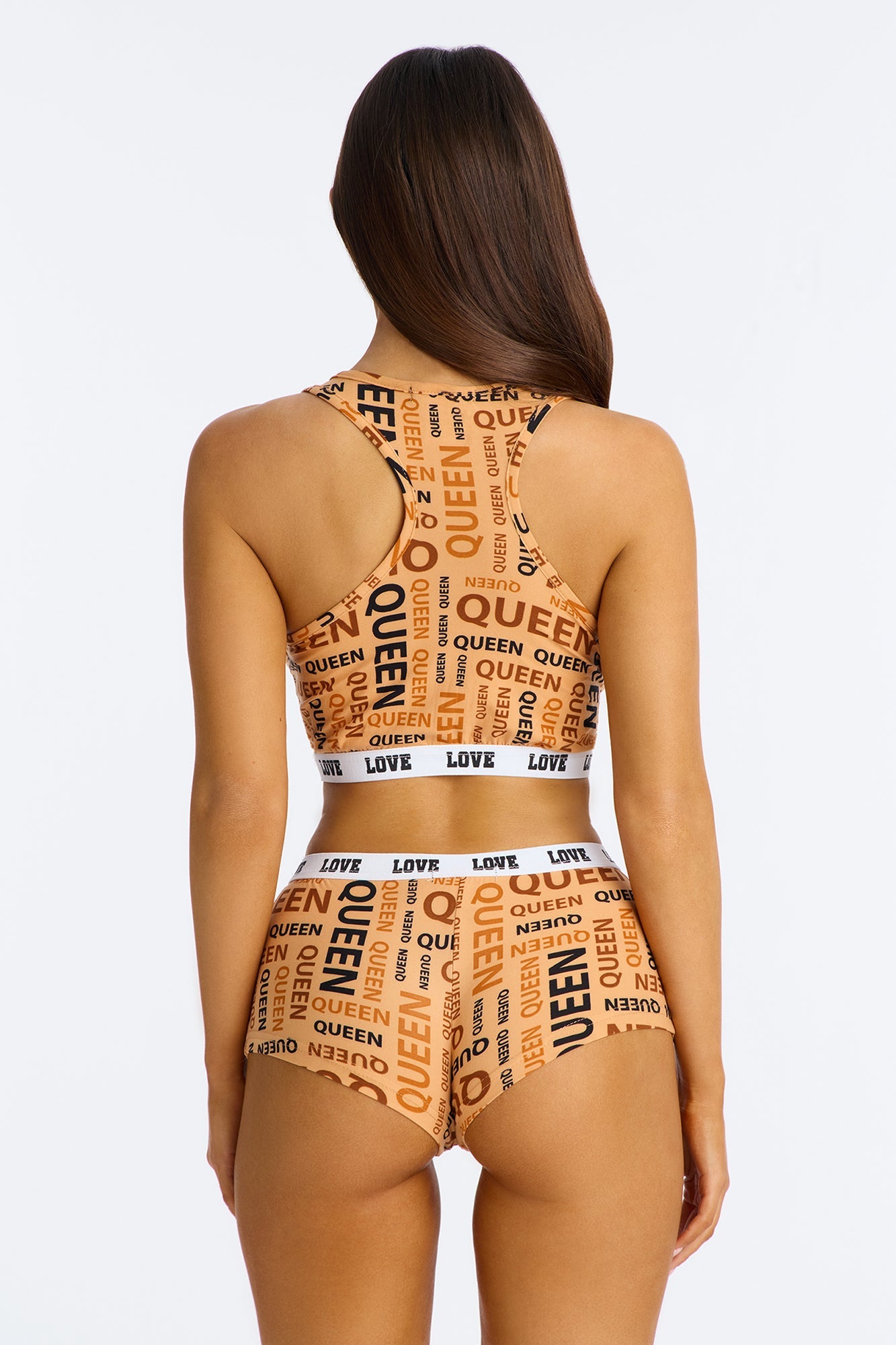 She Is Queen 2 Piece Bra And Short Set - Brown/combo