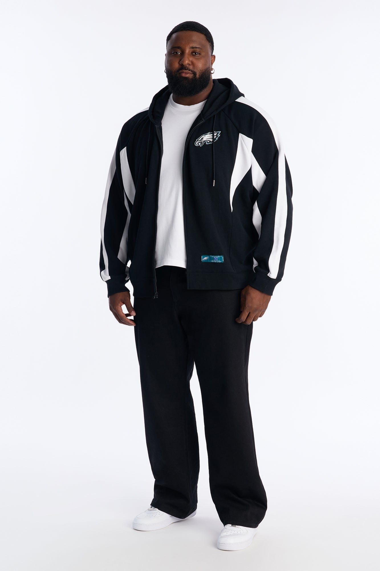 Eagles Monster Oversized Zip Up Hoodie - Black