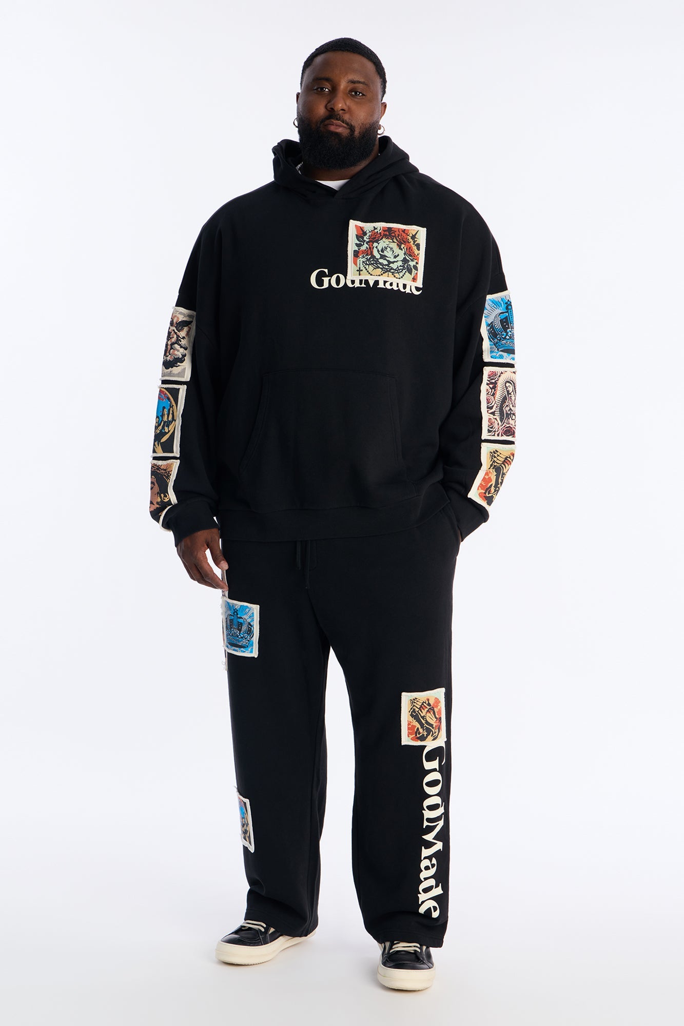 God Made Patch Straight Sweatpants - Black
