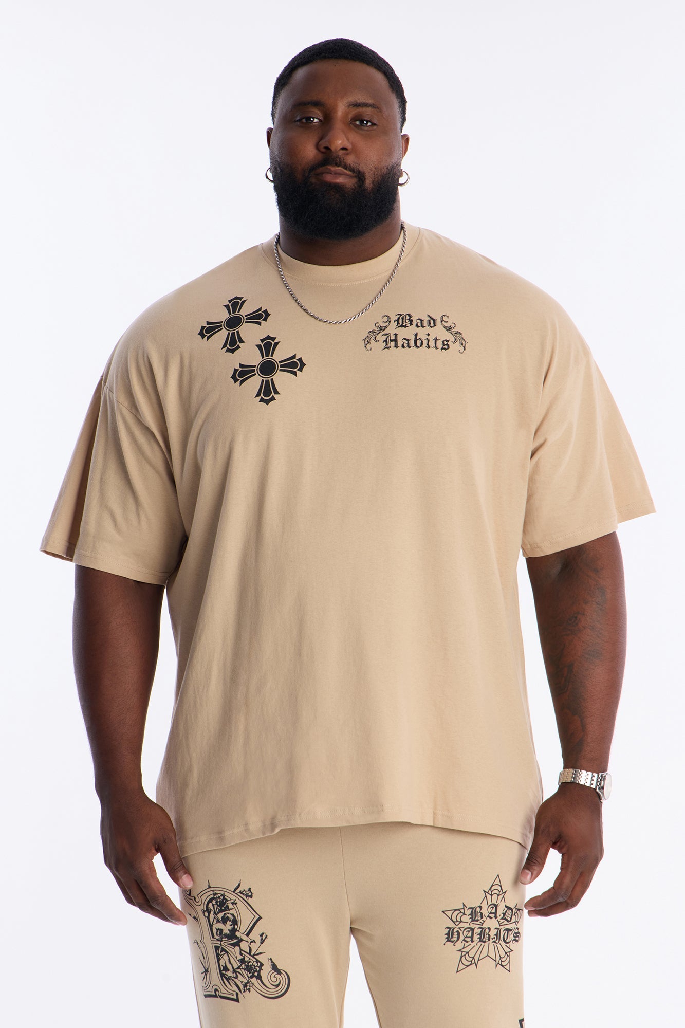 Bad Habits Not Perfect Oversized Short Sleeve Tee - Taupe