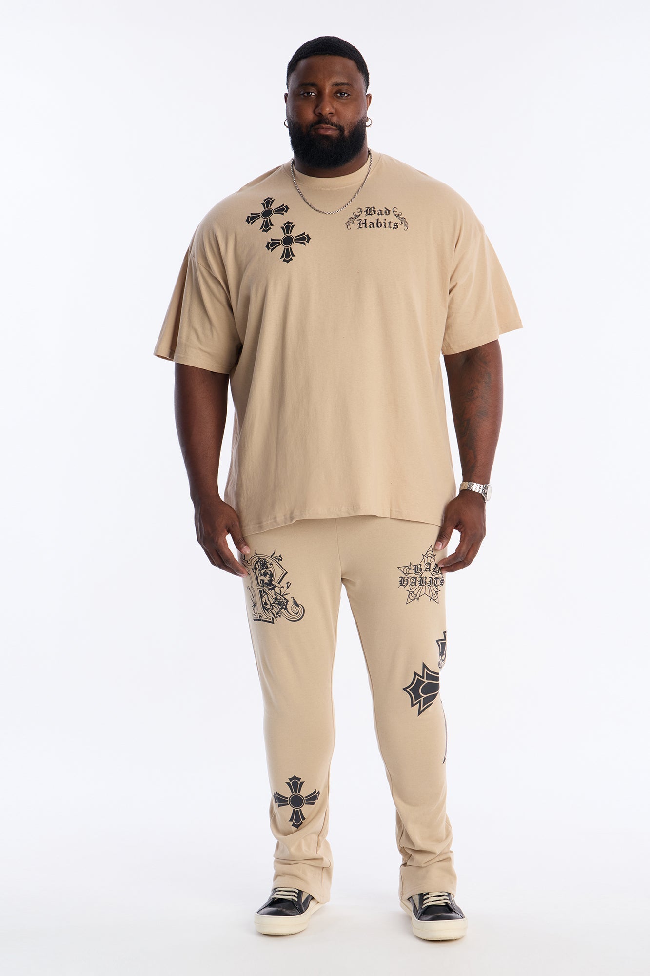 Bad Habits Not Perfect Skinny Flare Sweatpant - Taupe