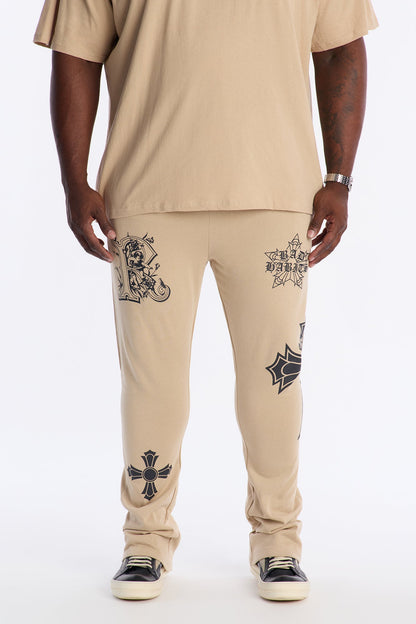 Bad Habits Not Perfect Skinny Flare Sweatpant - Taupe