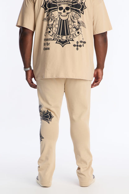 Bad Habits Not Perfect Skinny Flare Sweatpant - Taupe